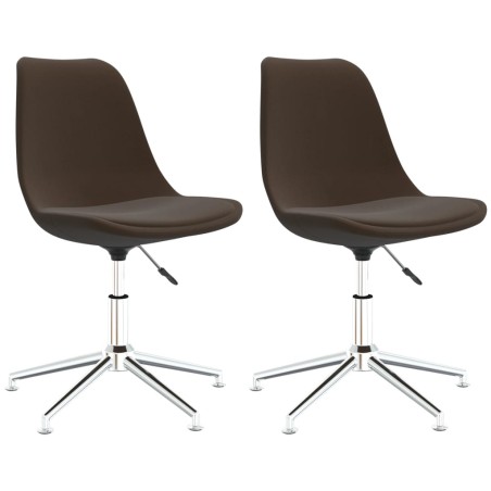 vidaXL Sillas de comedor giratorias 2 unidades tela marrón oscuro