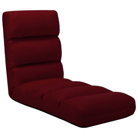 vidaXL Tumbona de suelo plegable de cuero sintético rojo vino tinto