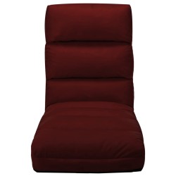 vidaXL Tumbona de suelo plegable de cuero sintético rojo vino tinto