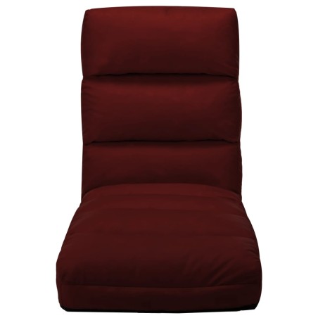vidaXL Tumbona de suelo plegable de cuero sintético rojo vino tinto