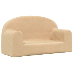 vidaXL Sofá para niños de 2 plazas de felpa suave color crema