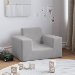 vidaXL Sofá para niños felpa suave gris claro