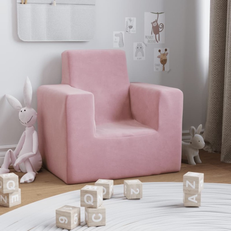 vidaXL Sofá para niños felpa suave rosa vidaXL Sofá para niños felpa suave rosa