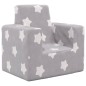 vidaXL Sofá para niños felpa suave gris claro con estrellas vidaXL Sofá para niños felpa suave gris claro con estrellas