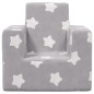 vidaXL Sofá para niños felpa suave gris claro con estrellas vidaXL Sofá para niños felpa suave gris claro con estrellas