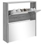 vidaXL Mueble zapatero con espejo 2 niveles gris Sonoma 63x17x67 cm vidaXL Mueble zapatero con espejo 2 niveles gris Sonoma 63x17x67 cm