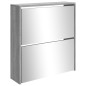 vidaXL Mueble zapatero con espejo 2 niveles gris Sonoma 63x17x67 cm vidaXL Mueble zapatero con espejo 2 niveles gris Sonoma 63x17x67 cm