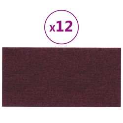 vidaXL Paneles de pared 12 uds tela morado 30x15 cm 0,54 m²