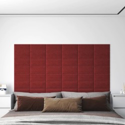vidaXL Paneles de pared 12 uds tela rojo tinto 30x15 cm 0,54 m²