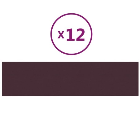 vidaXL Paneles de pared 12 uds tela morado 60x15 cm 1,08 m²