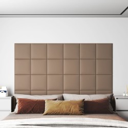 vidaXL Paneles pared 12 uds cuero sintético capuchino 30x30 cm 1,08 m²