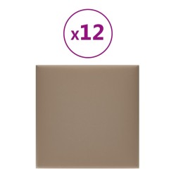 vidaXL Paneles pared 12 uds cuero sintético capuchino 30x30 cm 1,08 m²