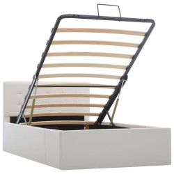 vidaXL Cama canapé hidráulica cuero sintético blanco 90x200 cm