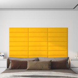 vidaXL Paneles de pared 12 uds terciopelo amarillo 60x15 cm 1,08 m²