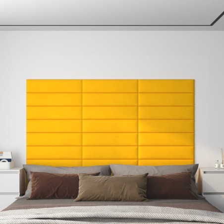 vidaXL Paneles de pared 12 uds terciopelo amarillo 60x15 cm 1,08 m²