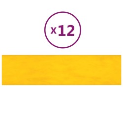 vidaXL Paneles de pared 12 uds terciopelo amarillo 60x15 cm 1,08 m²