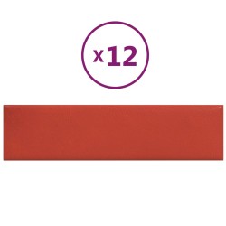 vidaXL Paneles de pared 12 uds cuero sintético rojo 60x15 cm 1,08 m²