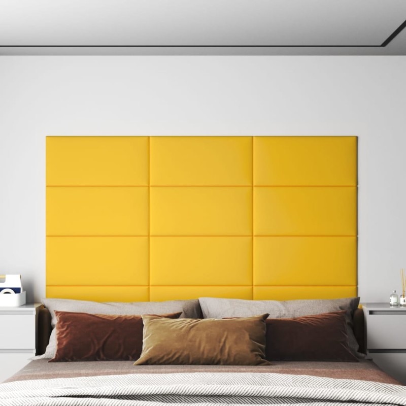 vidaXL Paneles de pared 12 uds terciopelo amarillo 60x30 cm 2,16 m² vidaXL Paneles de pared 12 uds terciopelo amarillo 60x30 cm 2,16 m²