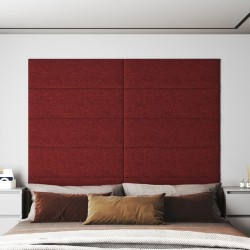 vidaXL Paneles de pared 12 uds tela rojo tinto 90x30 cm 3,24 m²