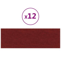 vidaXL Paneles de pared 12 uds tela rojo tinto 90x30 cm 3,24 m²
