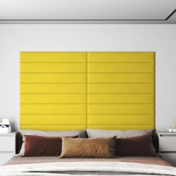 vidaXL Paneles de pared 12 uds tela amarillo claro 90x15 cm 1,62 m²