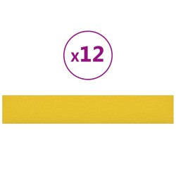 vidaXL Paneles de pared 12 uds tela amarillo claro 90x15 cm 1,62 m²