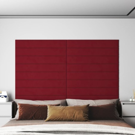 vidaXL Paneles de pared 12 uds terciopelo rojo tinto 90x15 cm 1,62 m²