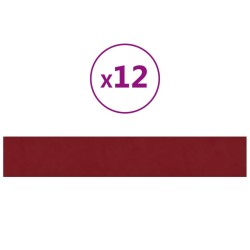 vidaXL Paneles de pared 12 uds terciopelo rojo tinto 90x15 cm 1,62 m²