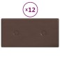 vidaXL Paneles de pared 12 uds cuero sintético marrón 30x15 cm 0,54 m²