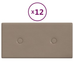 vidaXL Paneles pared 12 uds cuero sintético capuchino 30x15 cm 0,54 m²