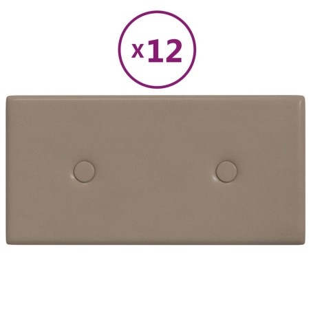 vidaXL Paneles pared 12 uds cuero sintético capuchino 30x15 cm 0,54 m²