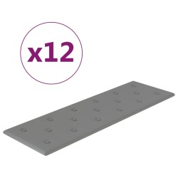 vidaXL Paneles de pared 12 uds cuero sintético gris 90x30 cm 3,24 m²