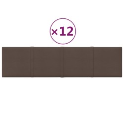 vidaXL Paneles de pared 12 uds tela gris taupe 60x15 cm 1,08 m²