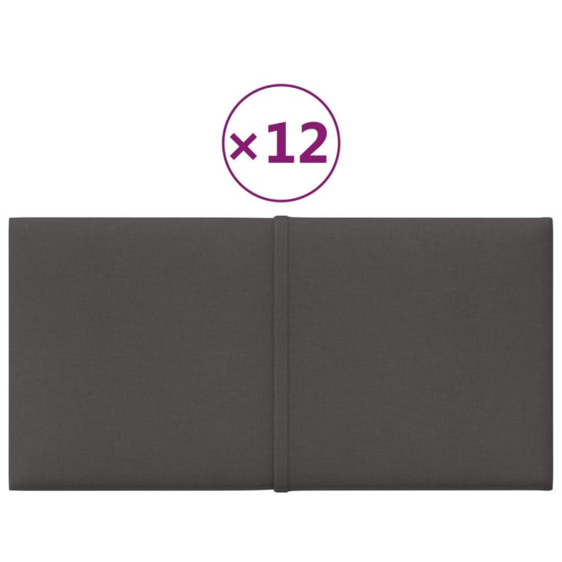 vidaXL Paneles de pared 12 uds tela gris oscuro 30x15 cm 0,54 m² vidaXL Paneles de pared 12 uds tela gris oscuro 30x15 cm 0,54 m²