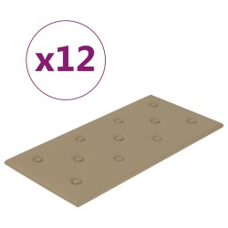 vidaXL Paneles de pared 12 uds cuero PE capuchino 60x30 cm 2,16 m²