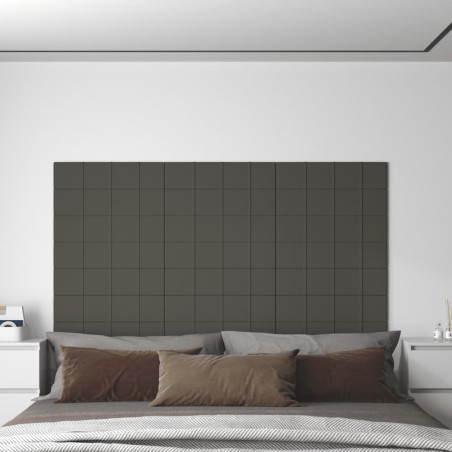 vidaXL Paneles de pared 12 uds terciopelo gris oscuro 60x15 cm 1,08 m²