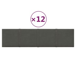 vidaXL Paneles de pared 12 uds terciopelo gris oscuro 60x15 cm 1,08 m²