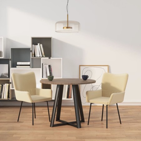 vidaXL Sillas de comedor 2 unidades terciopelo crema