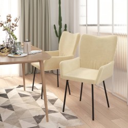 vidaXL Sillas de comedor 2 unidades terciopelo crema
