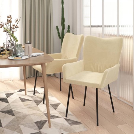 vidaXL Sillas de comedor 2 unidades terciopelo crema