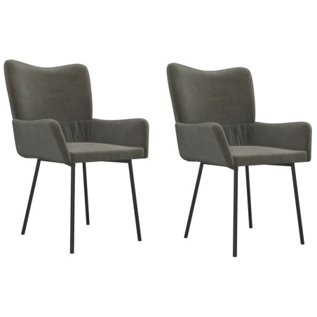 vidaXL Sillas de comedor 2 unidades terciopelo gris oscuro