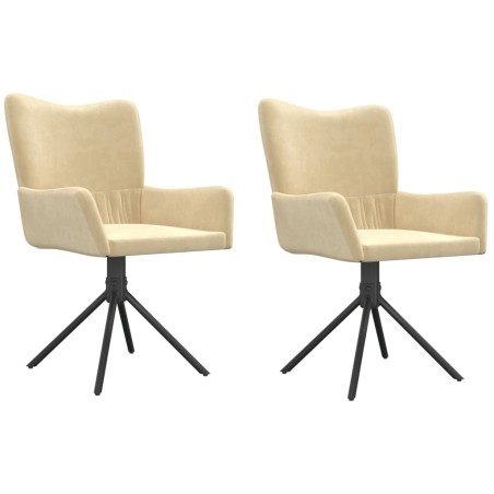 vidaXL Sillas de comedor giratorias 2 uds terciopelo crema