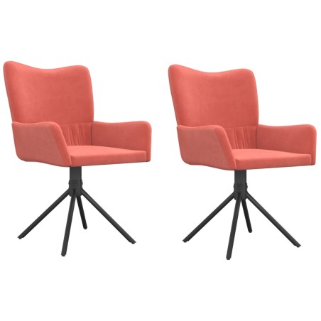 vidaXL Sillas de comedor giratorias 2 unidades terciopelo rosa