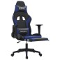 vidaXL Silla gaming de masaje y reposapiés cuero sintético negro azul vidaXL Silla gaming de masaje y reposapiés cuero sintético negro azul