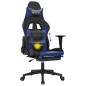 vidaXL Silla gaming de masaje y reposapiés cuero sintético negro azul vidaXL Silla gaming de masaje y reposapiés cuero sintético negro azul