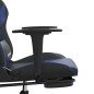 vidaXL Silla gaming de masaje y reposapiés cuero sintético negro azul vidaXL Silla gaming de masaje y reposapiés cuero sintético negro azul