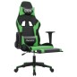 vidaXL Silla gaming de masaje y reposapiés cuero sintético negro verde vidaXL Silla gaming de masaje y reposapiés cuero sintético negro verde