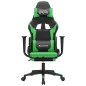 vidaXL Silla gaming de masaje y reposapiés cuero sintético negro verde vidaXL Silla gaming de masaje y reposapiés cuero sintético negro verde