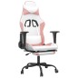 vidaXL Silla gaming masaje y reposapiés cuero sintético blanco y rosa vidaXL Silla gaming masaje y reposapiés cuero sintético blanco y rosa