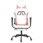 vidaXL Silla gaming masaje y reposapiés cuero sintético blanco y rosa vidaXL Silla gaming masaje y reposapiés cuero sintético blanco y rosa